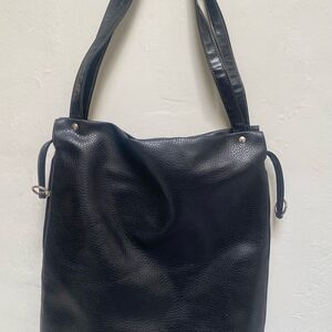Elegant Black Leather Tote Bag generous size